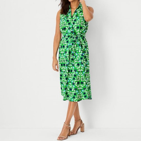 Ann Taylor Dresses & Skirts - Ann Taylor Floral Linen Blend Sleeveless Pocket Shirtdress